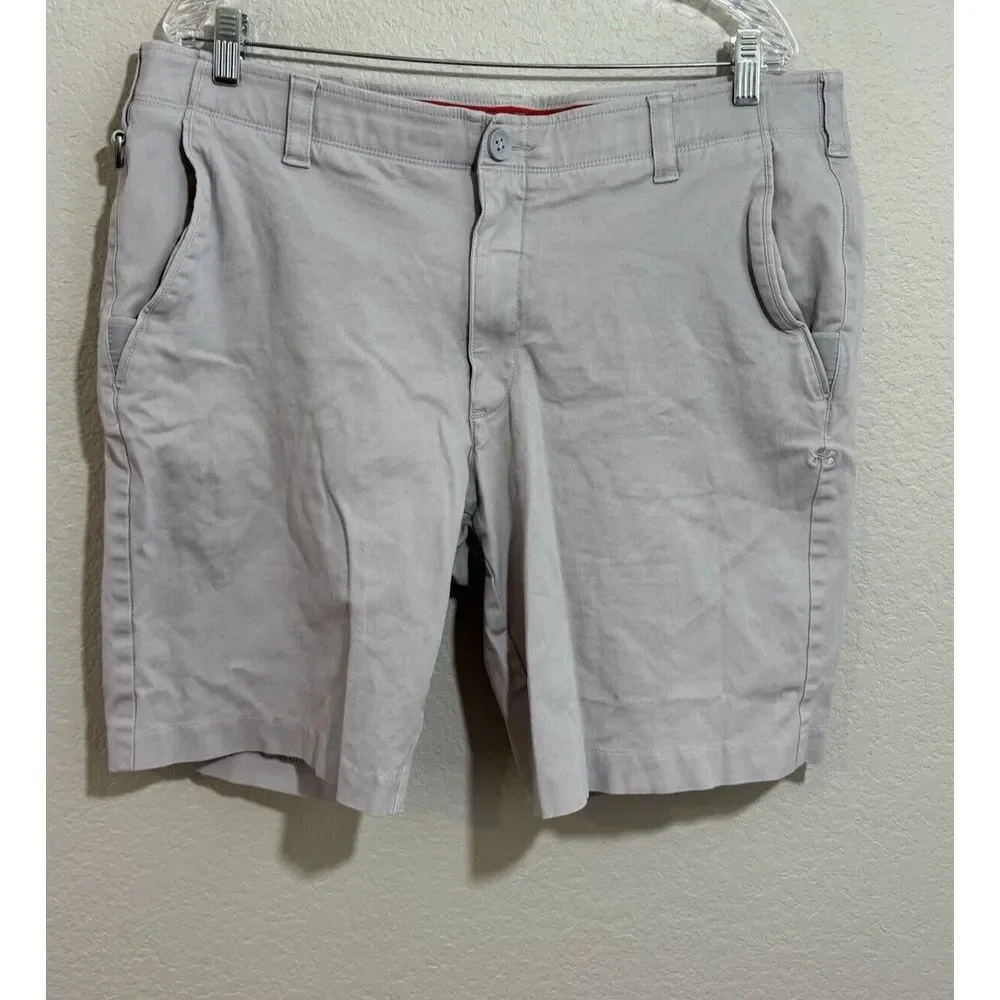 Under Armour Shorts Mens 40 Gray Loose HeatGear Flat Front Mid Rise Golf Chino